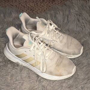 Adidas Beige and White Running Shoes